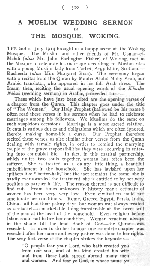 The Islamic Review, August 1914, p. 310
