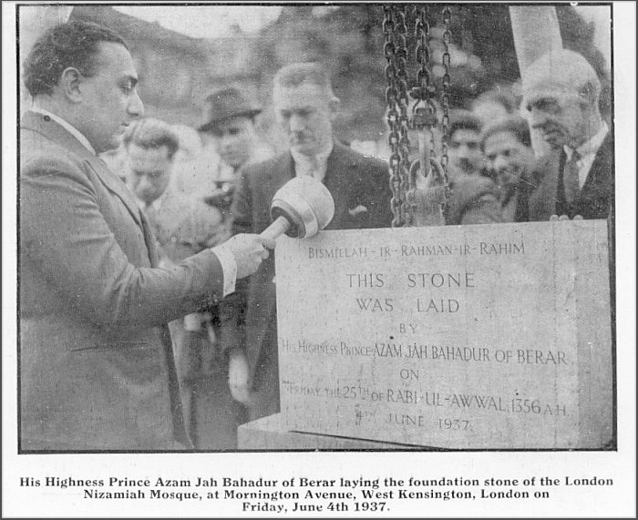 Laying of foundation stone of London Nizamia Mosque, June 1937