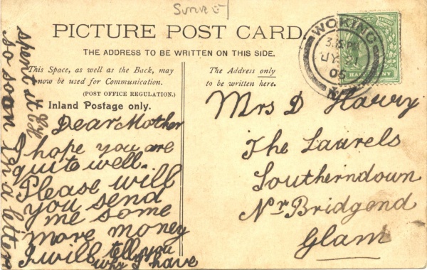 Postcard 1905, reverse side