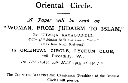 The Islamic Review, May 1913, p. 129